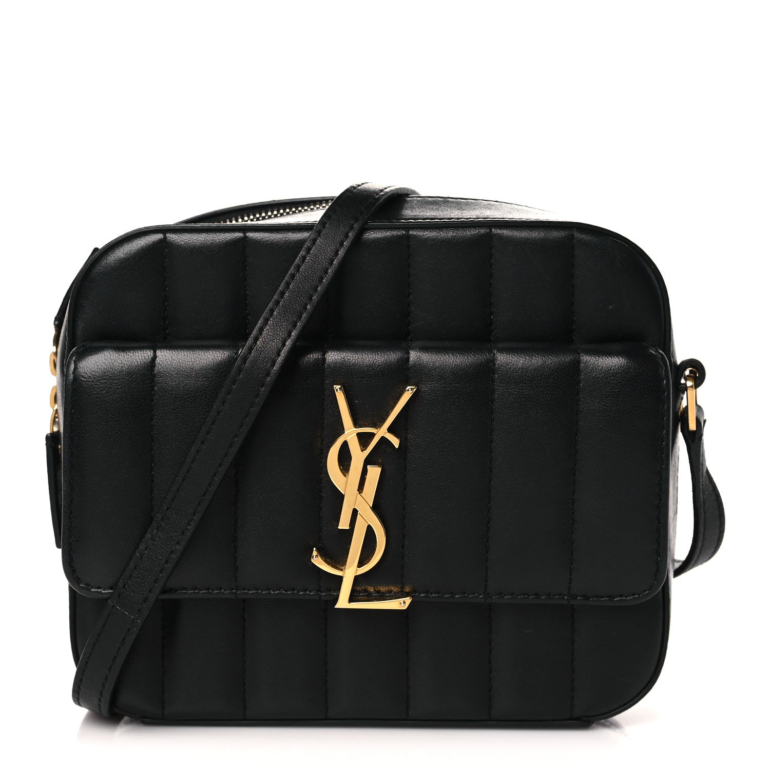 Saint Laurent Lambskin Matelasse Monogram Vicky Camera Bag Black 1 of 10