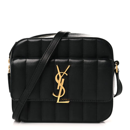 Saint Laurent Lambskin Matelasse Monogram Vicky Camera Bag Black 1 of 10