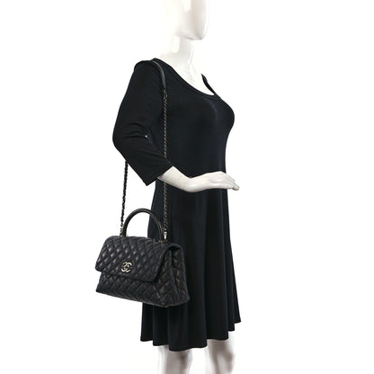 Chanel Caviar Lizard Quilted Small Coco Handle Flap Black 2 of 11