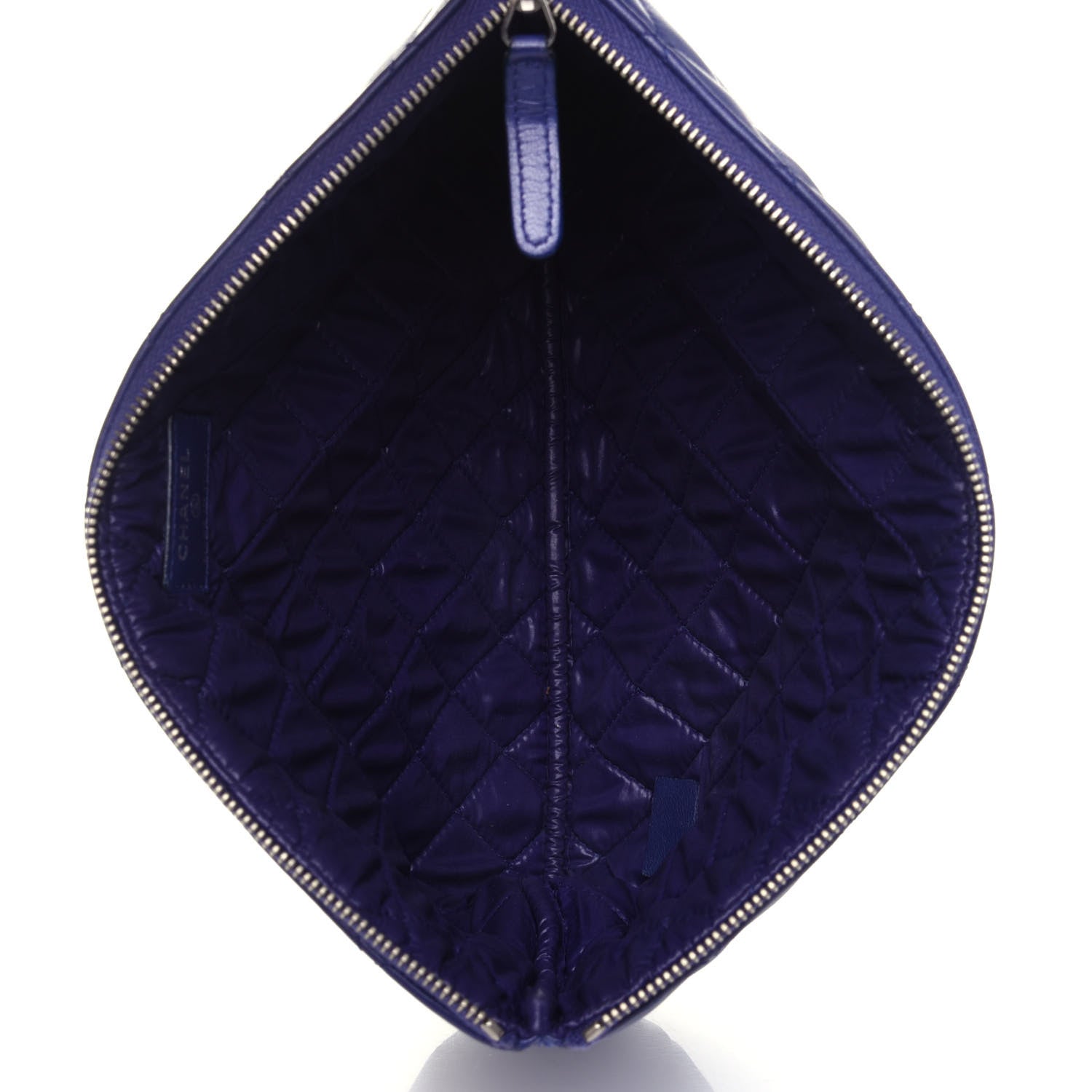 Chanel Lambskin Quilted Medium Cosmetic Case Blue 5 of 12