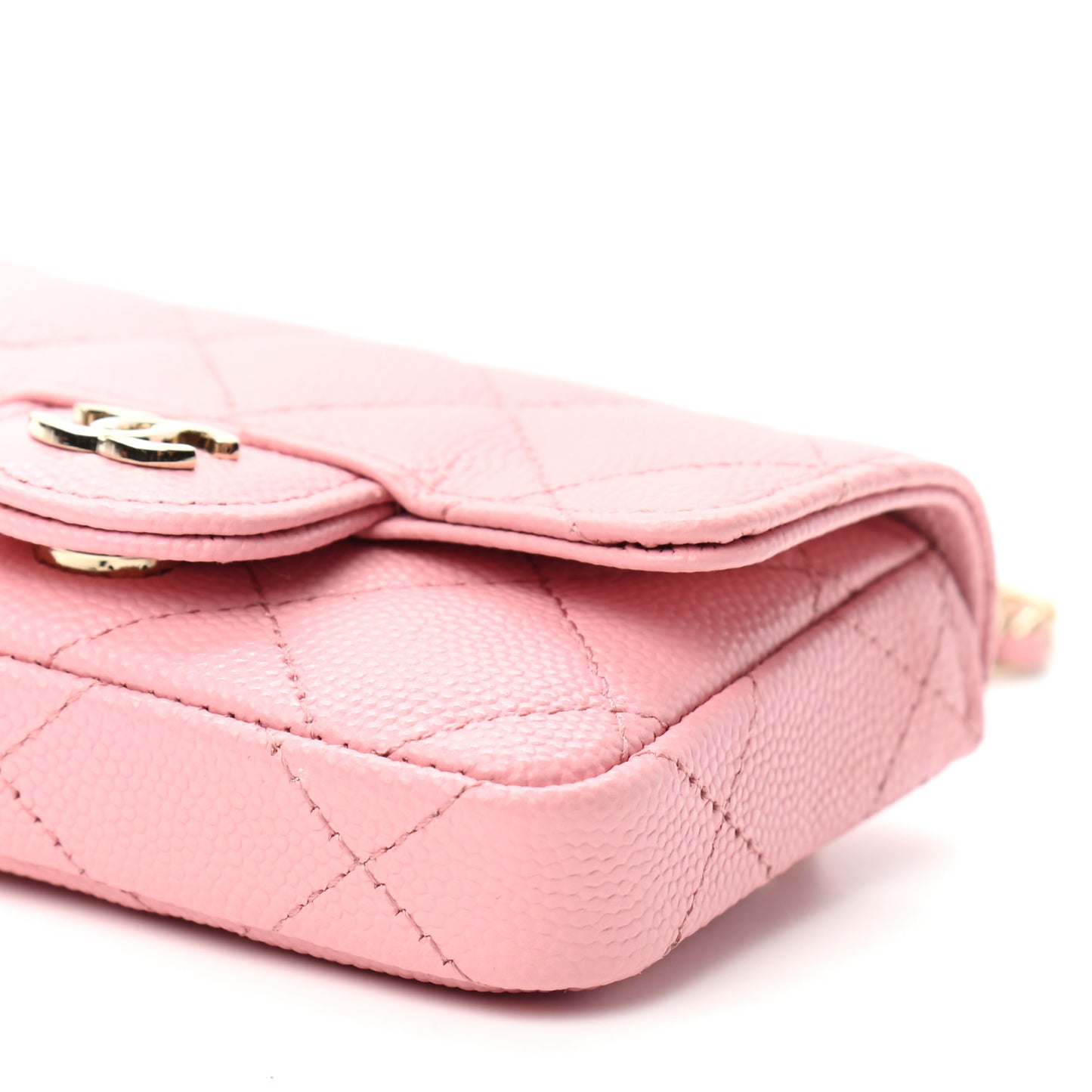 Caviar Quilted Mini Chain Belt Bag Light Pink