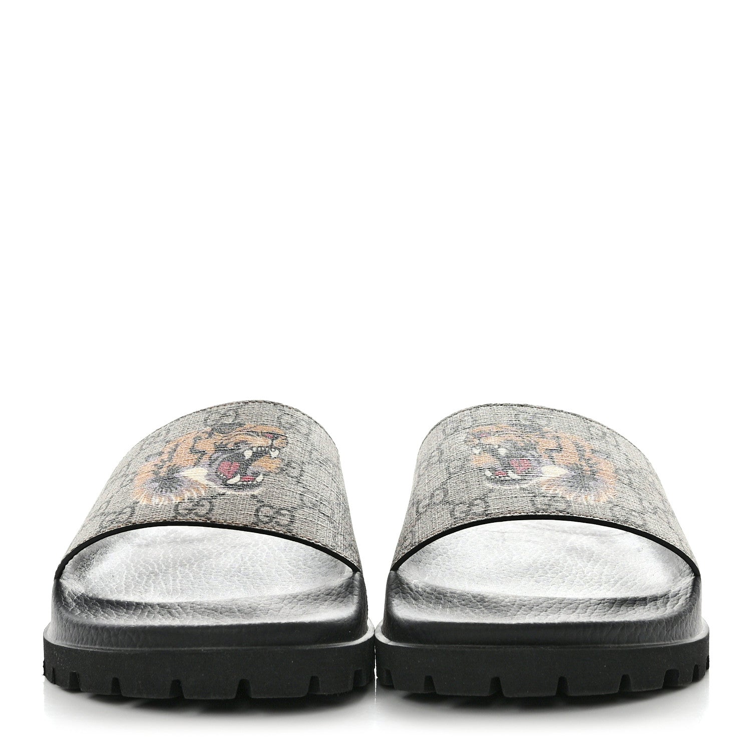 Gucci GG Supreme Monogram Tiger Mens Lug Sole Slide Sandals 12 Ebony 2 of 9
