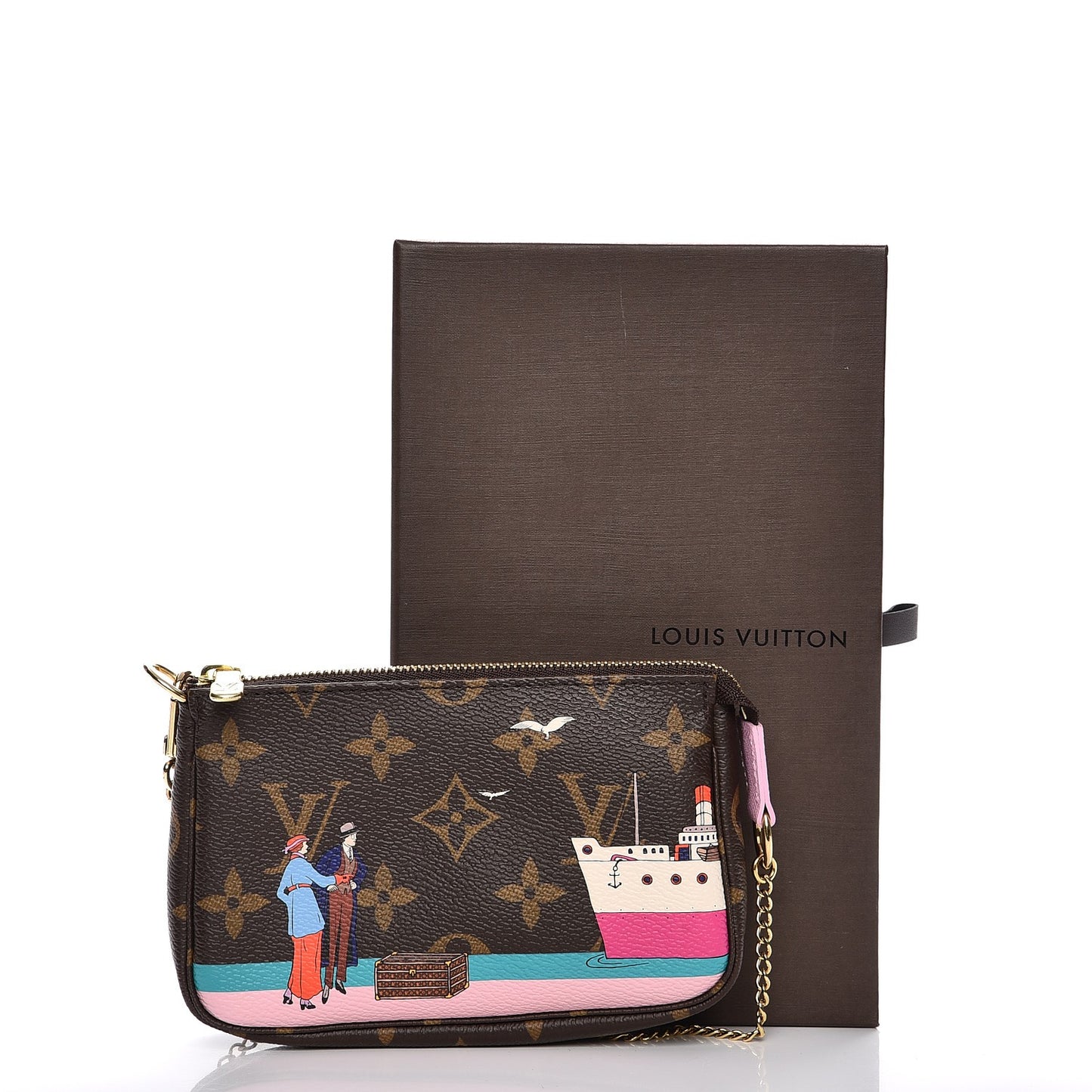 Monogram 2016 Christmas Animation Mini Pochette Accessories Rose Ballerine