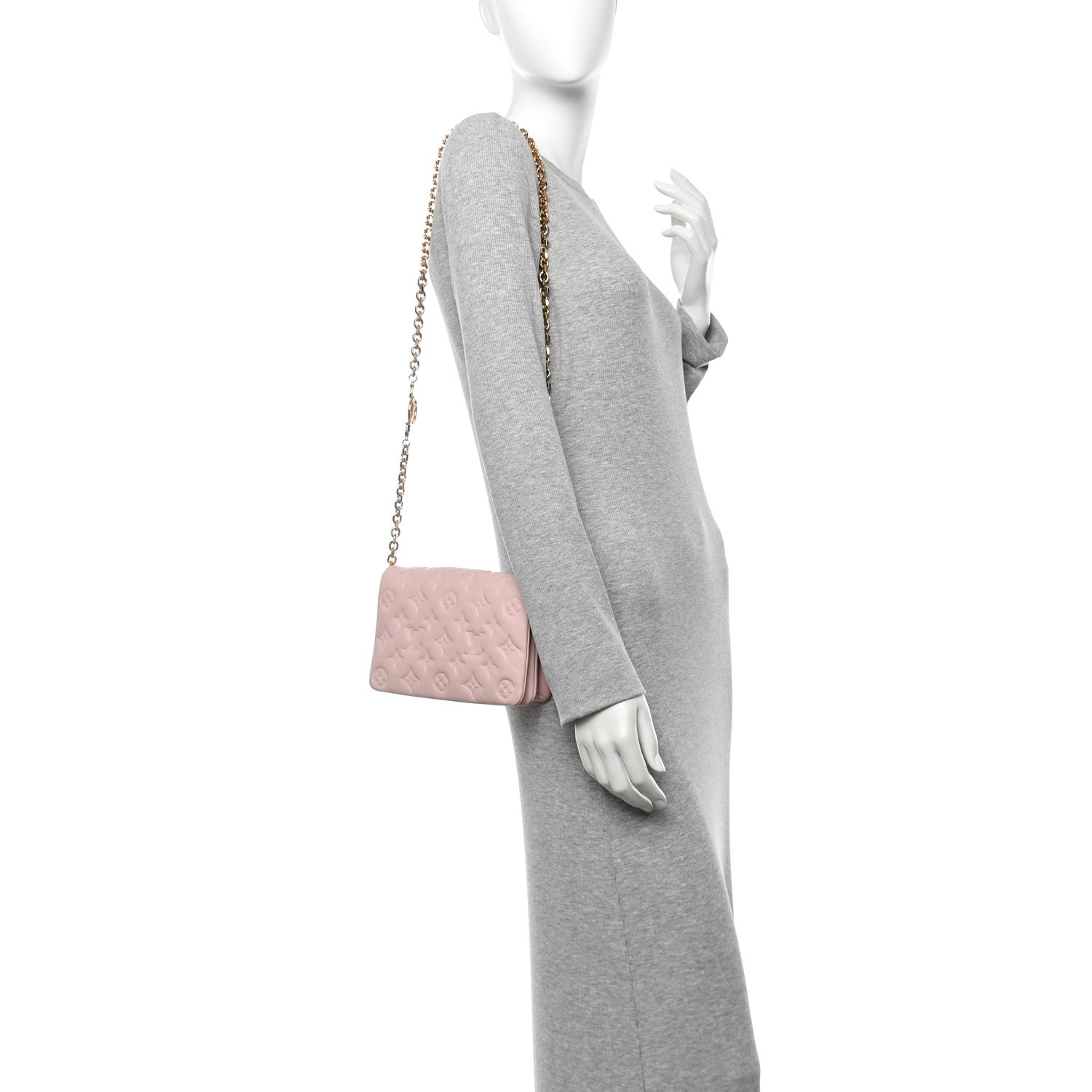 Louis Vuitton Lambskin Embossed Monogram Pochette Coussin Rose 2 of 9