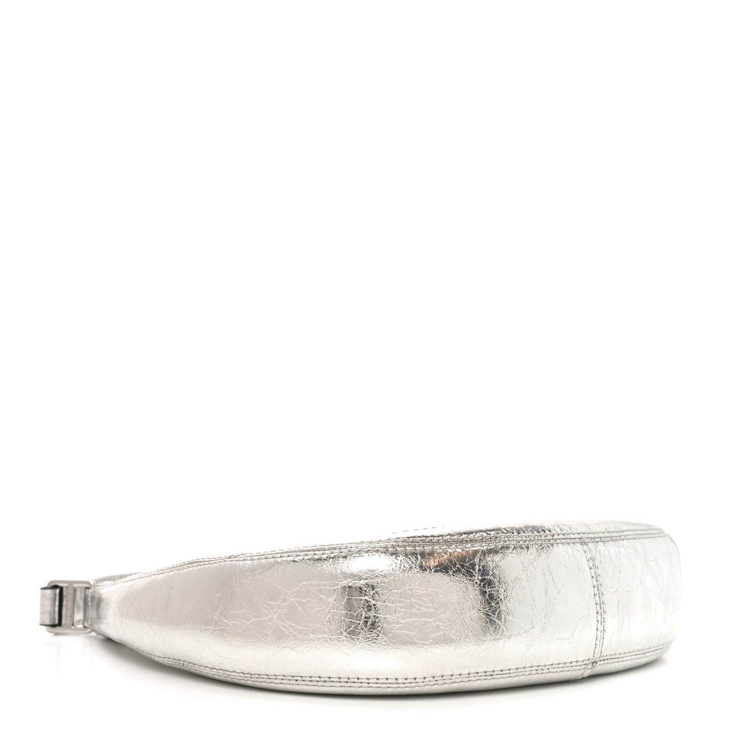 Crinkled Calfskin Crusier Crescent Bag Silver
