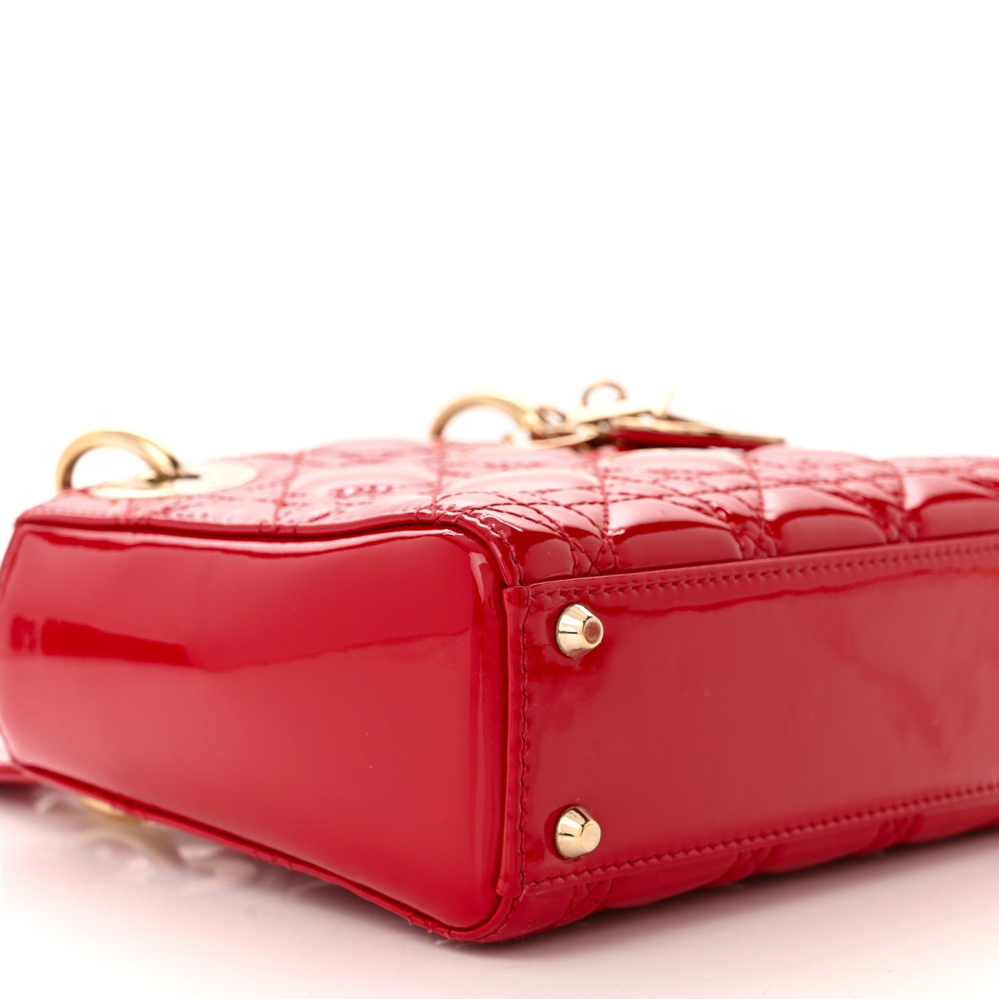 Patent Cannage Mini Lady Dior Red