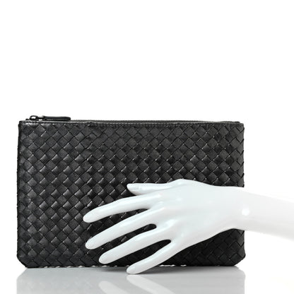 Bottega Veneta Nappa Intrecciato Large Flat Zip Biletto Pouch Black 2 of 8