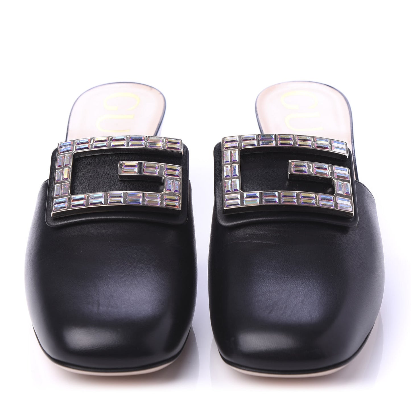 Malaga Kid Crystal Square G Madelyn Mules 38 Black