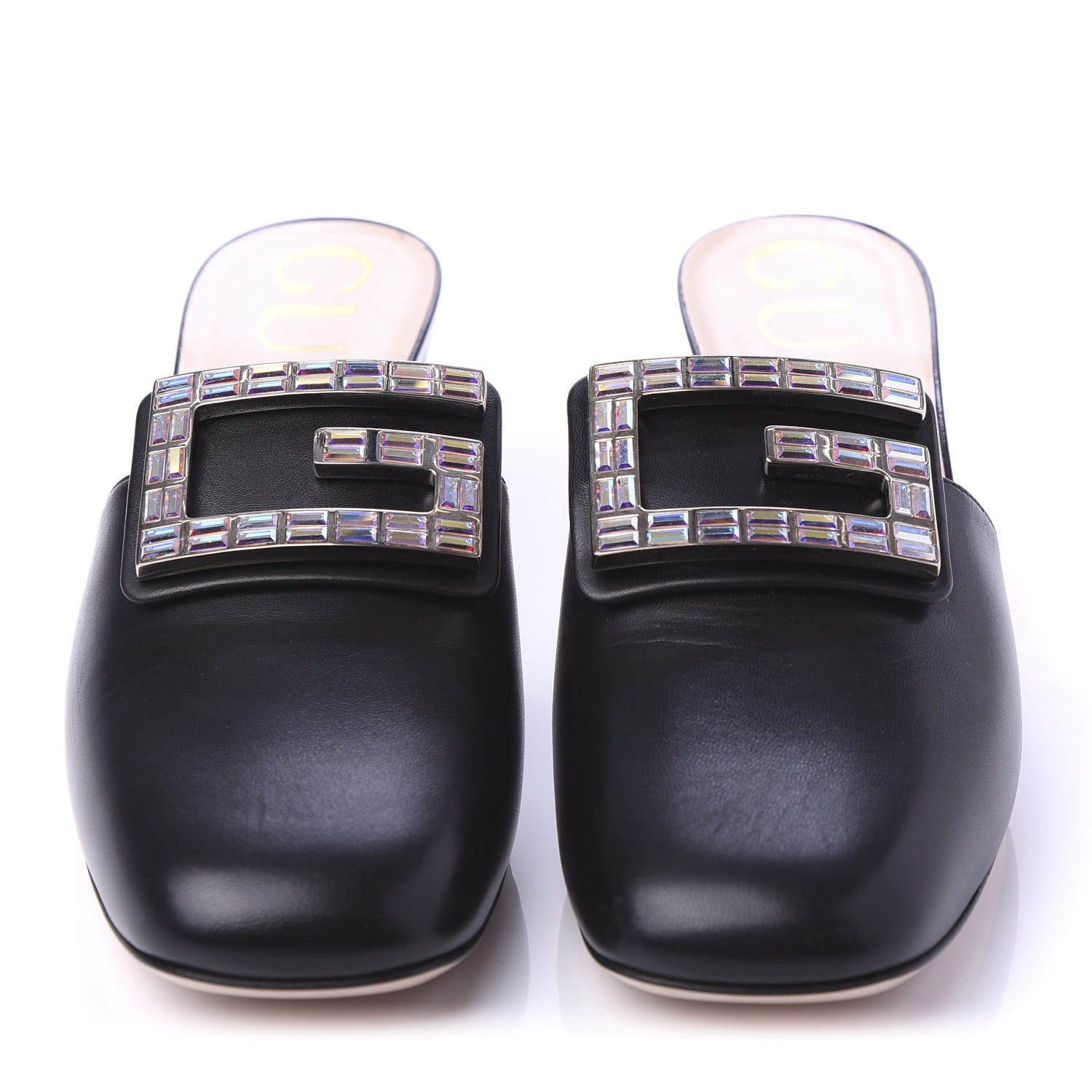 Gucci Malaga Kid Crystal Square G Madelyn Mules 38 Black 2 of 10