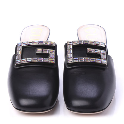 Gucci Malaga Kid Crystal Square G Madelyn Mules 38 Black 2 of 10