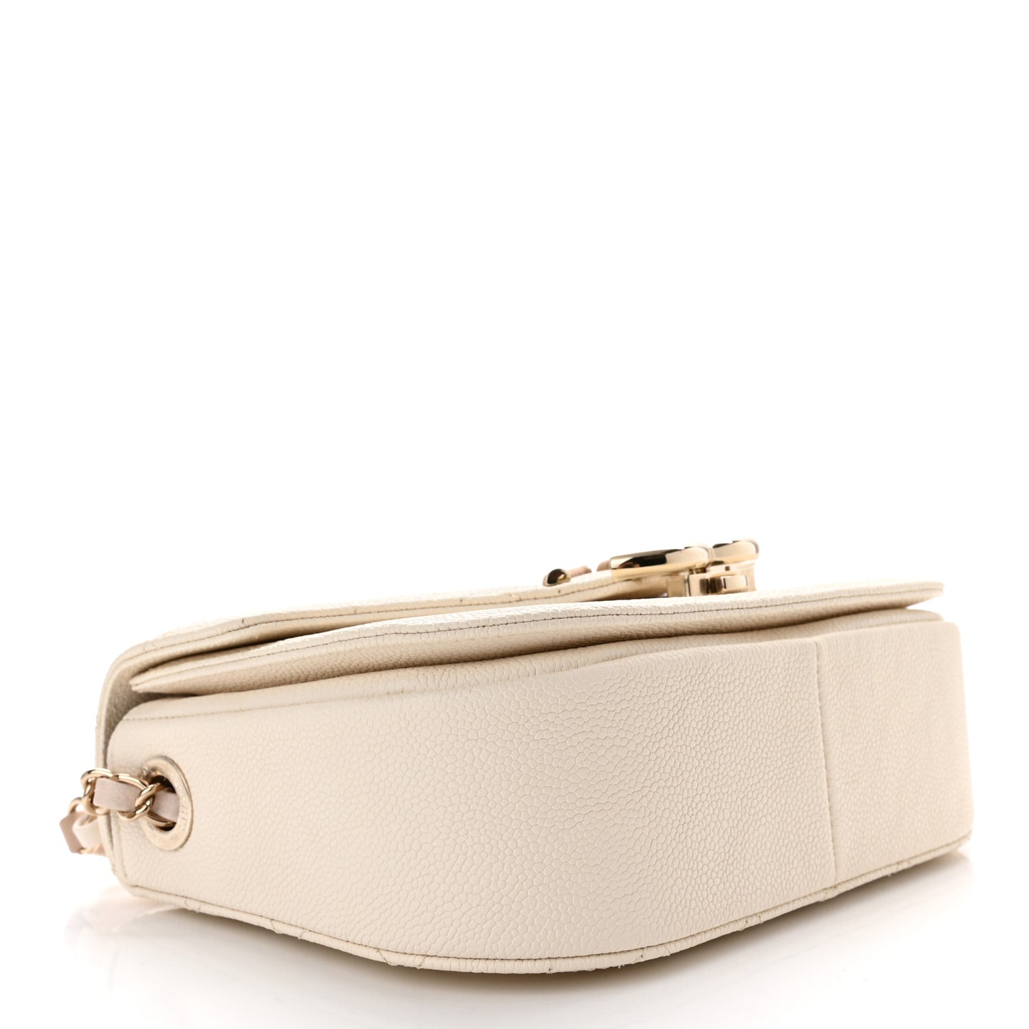 Grained Calfskin Quilted Small Cuba Top Handle Flap White