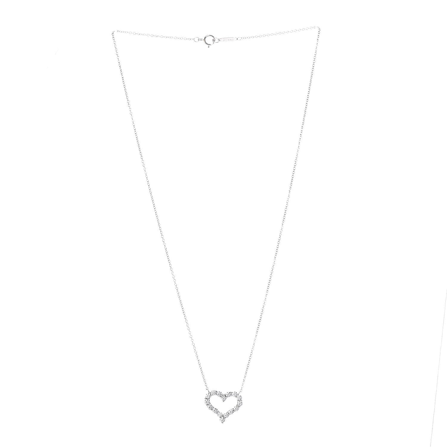 Tiffany Platinum Diamond Small Heart Pendant Necklace 3 of 6