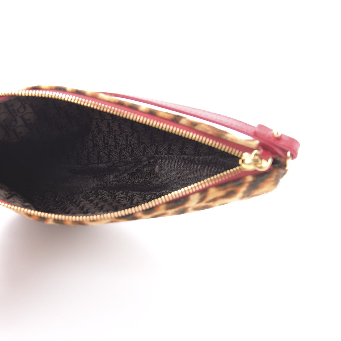 Pony Hair Leopard Mini Saddle Bag Red