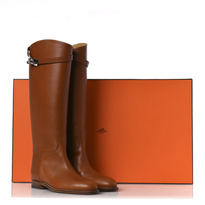 Hermes Heritage Calfskin Kelly Jumping Boots 37 Naturel 11 of 11