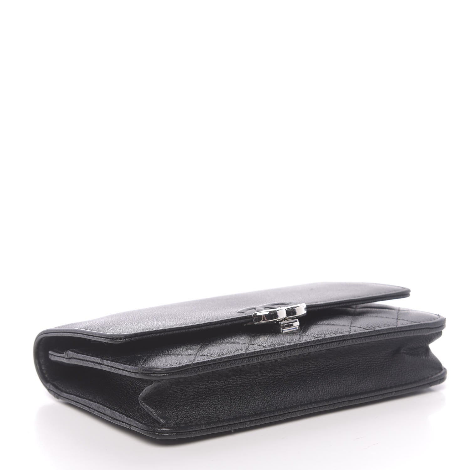 Chanel Grained Calfskin Quilted CC Box Wallet On Chain WOC Black 4 of 13