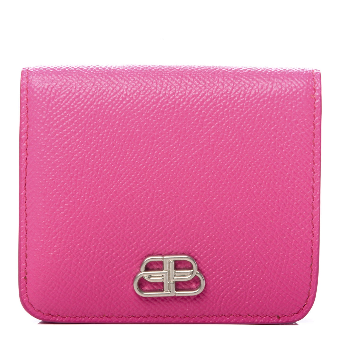 Signature Grained Calfskin BB Flap Coin Wallet Acid Fuchsia