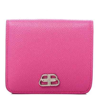 Balenciaga Signature Grained Calfskin BB Flap Coin Wallet Acid Fuchsia 1 of 11