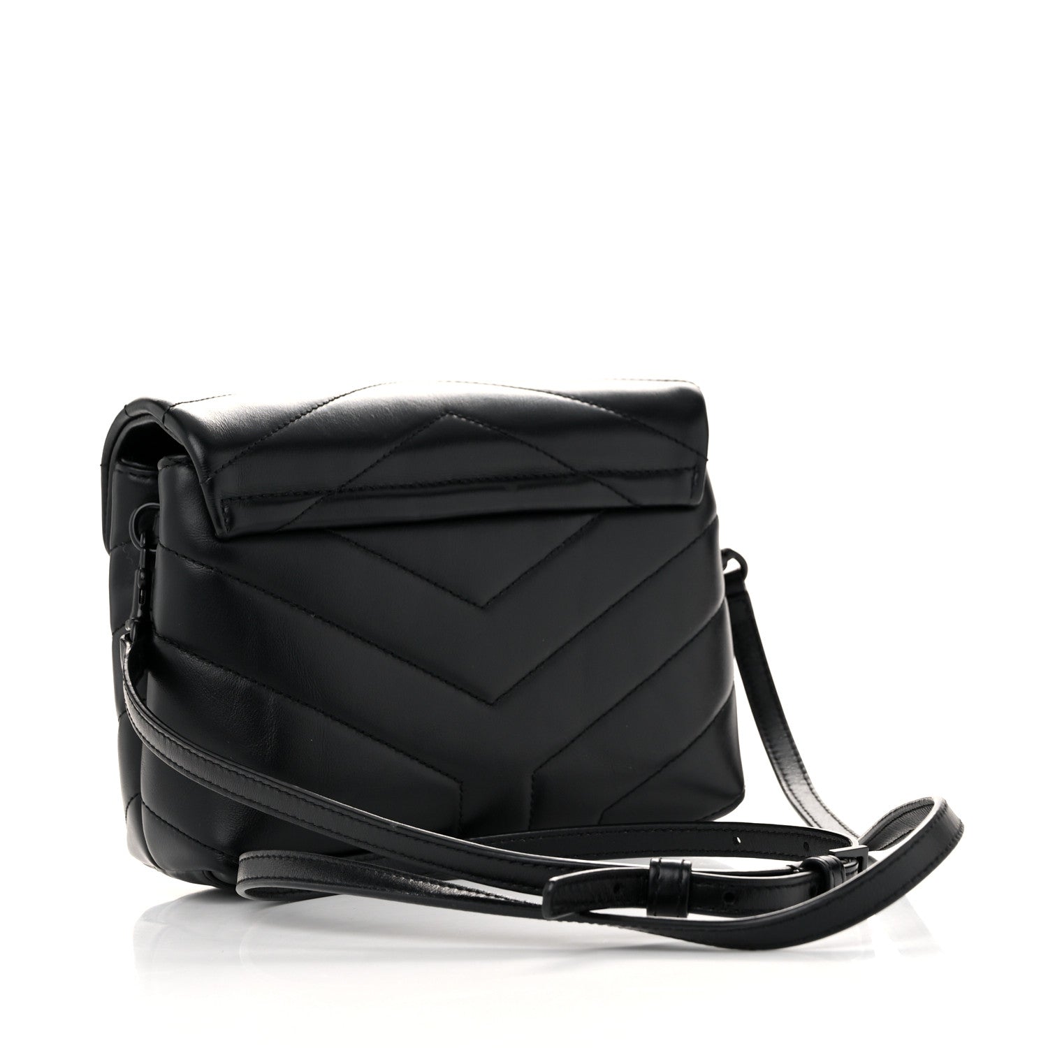 Saint Laurent Calfskin Y Quilted Monogram Monochrome Toy Loulou Crossbody Bag Black 3 of 11