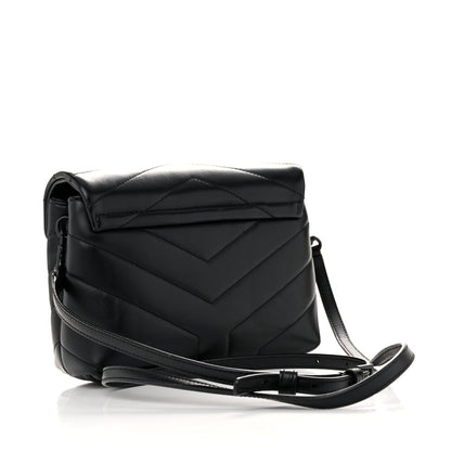 Saint Laurent Calfskin Y Quilted Monogram Monochrome Toy Loulou Crossbody Bag Black 3 of 11