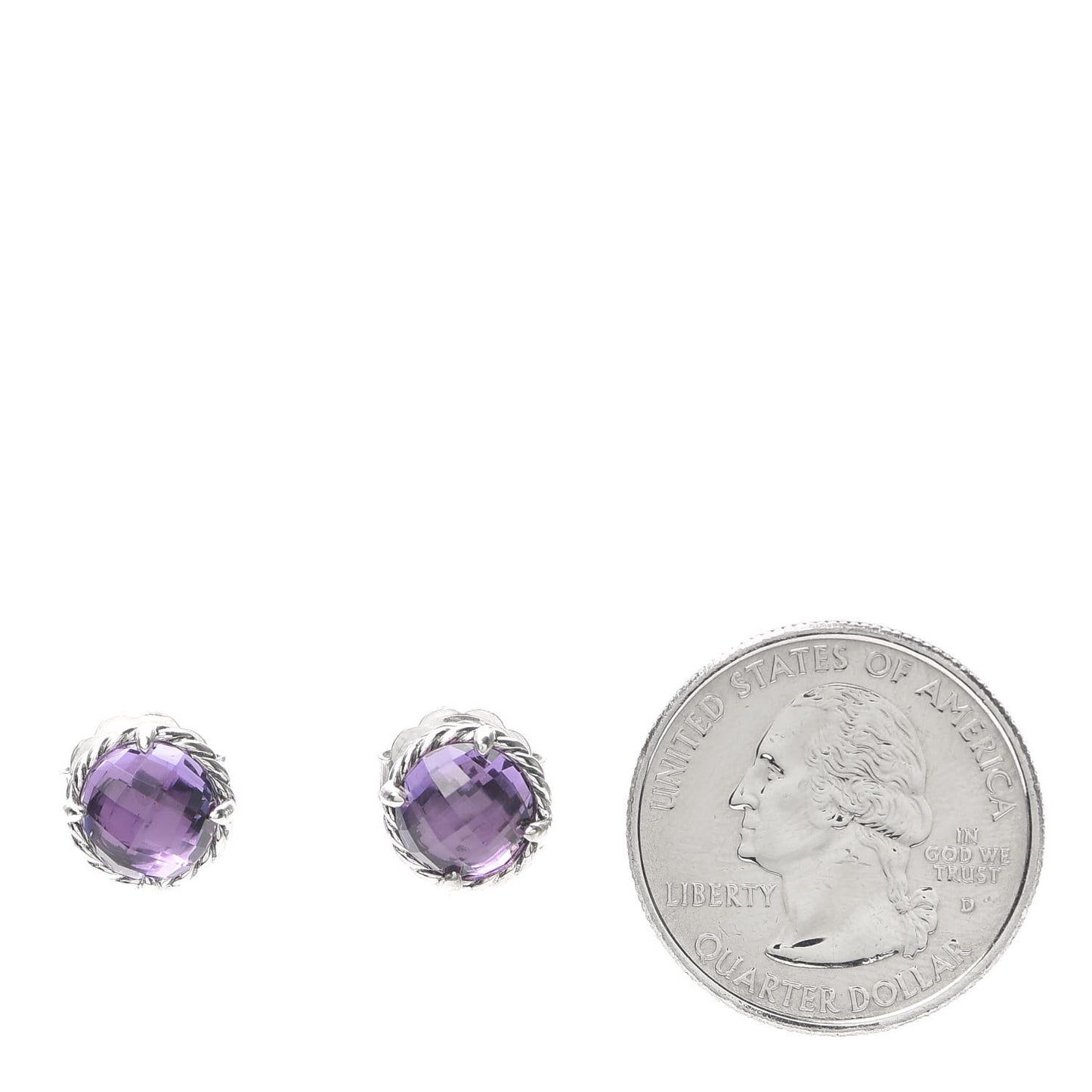 Sterling Silver Amethyst 8mm Chatelaine Earrings