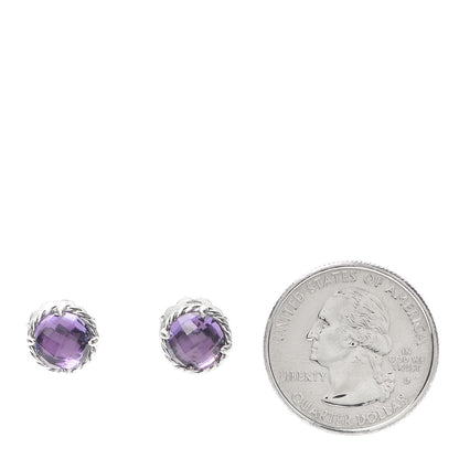 David Yurman Sterling Silver Amethyst 8mm Chatelaine Earrings 2 of 4