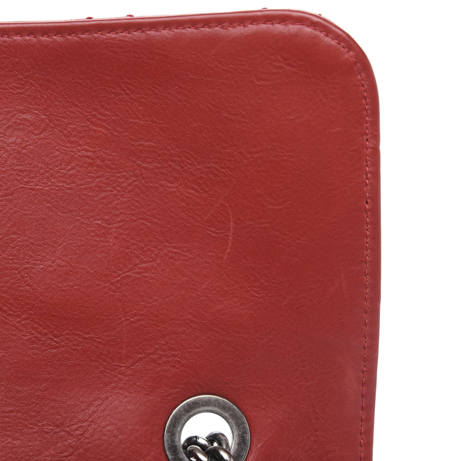Chanel Aged Calfskin Embossed Logo Quilted 2.55 Reissue 227 Flap Red 15 of 16