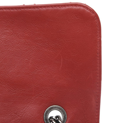 Chanel Aged Calfskin Embossed Logo Quilted 2.55 Reissue 227 Flap Red 15 of 16