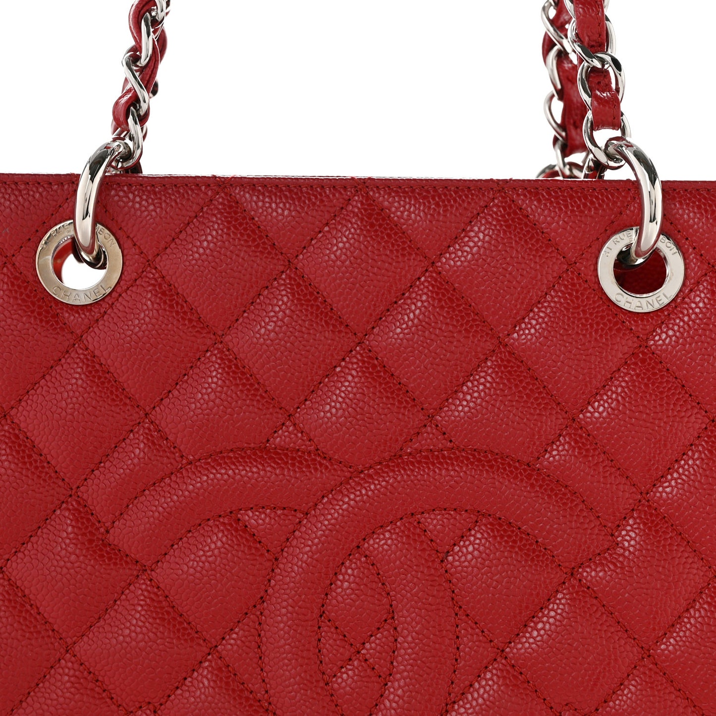 Caviar Quilted XL Grand Shopping Tote GST Red Red