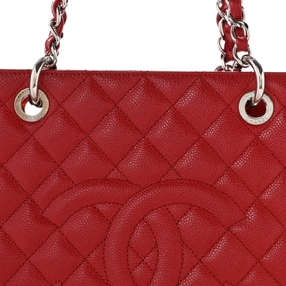 Chanel Caviar Quilted XL Grand Shopping Tote GST Red Red 8 of 13