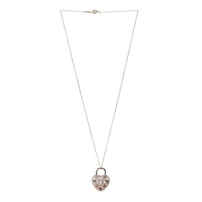Tiffany 18K Rose Gold Diamond Multistone Filigree Heart Pendant Necklace 3 of 7