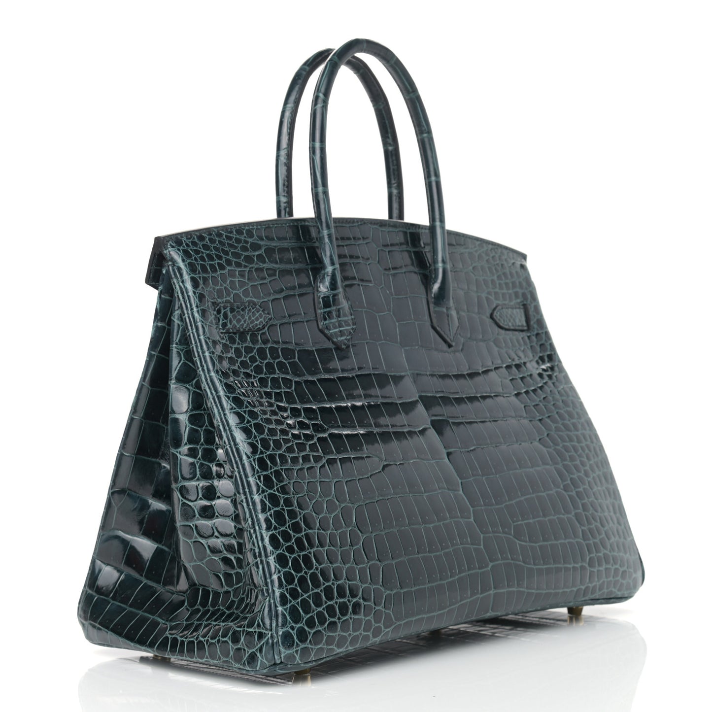Shiny Porosus Crocodile Birkin 35 Vert Rousseau