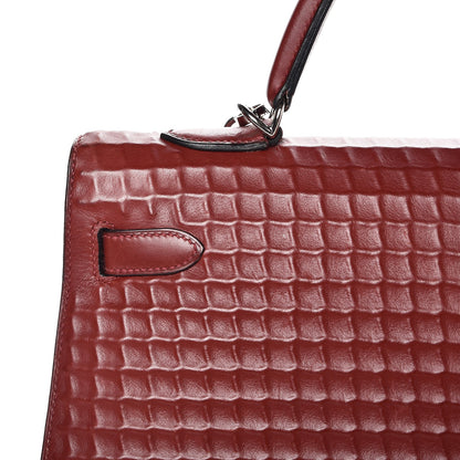 Hermes Barenia Sellier Waffle Kelly 35 Rouge H 30 of 34