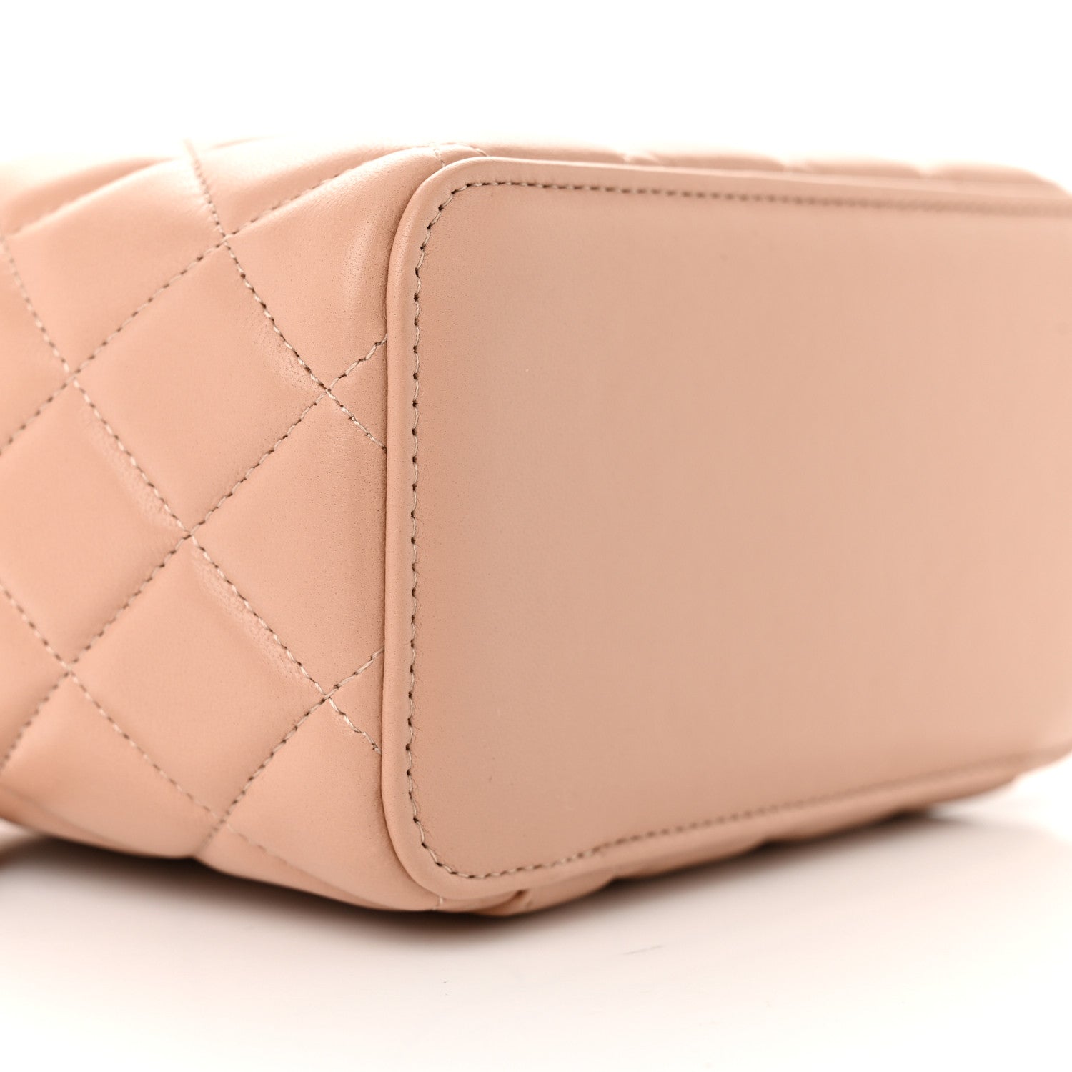 Chanel Lambskin Quilted Small Top Handle Vanity Case With Chain Beige 9 of 10