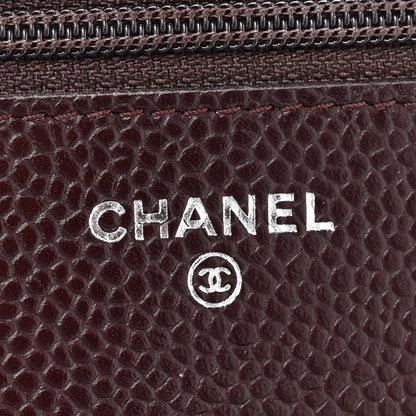 Chanel Caviar Quilted Wallet on Chain WOC Burgundy 6 of 12
