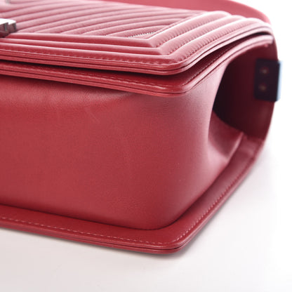 Chanel Calfskin Embroidered Chevron Medium Boy Flap Dark Red 10 of 11