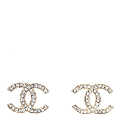 Chanel Crystal CC Earrings Gold 1 of 4