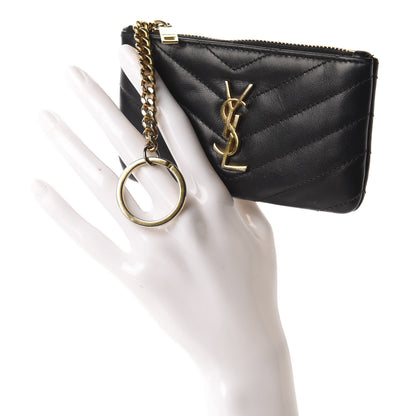 Saint Laurent Calfskin Matelasse Monogram Key Pouch Black 2 of 8