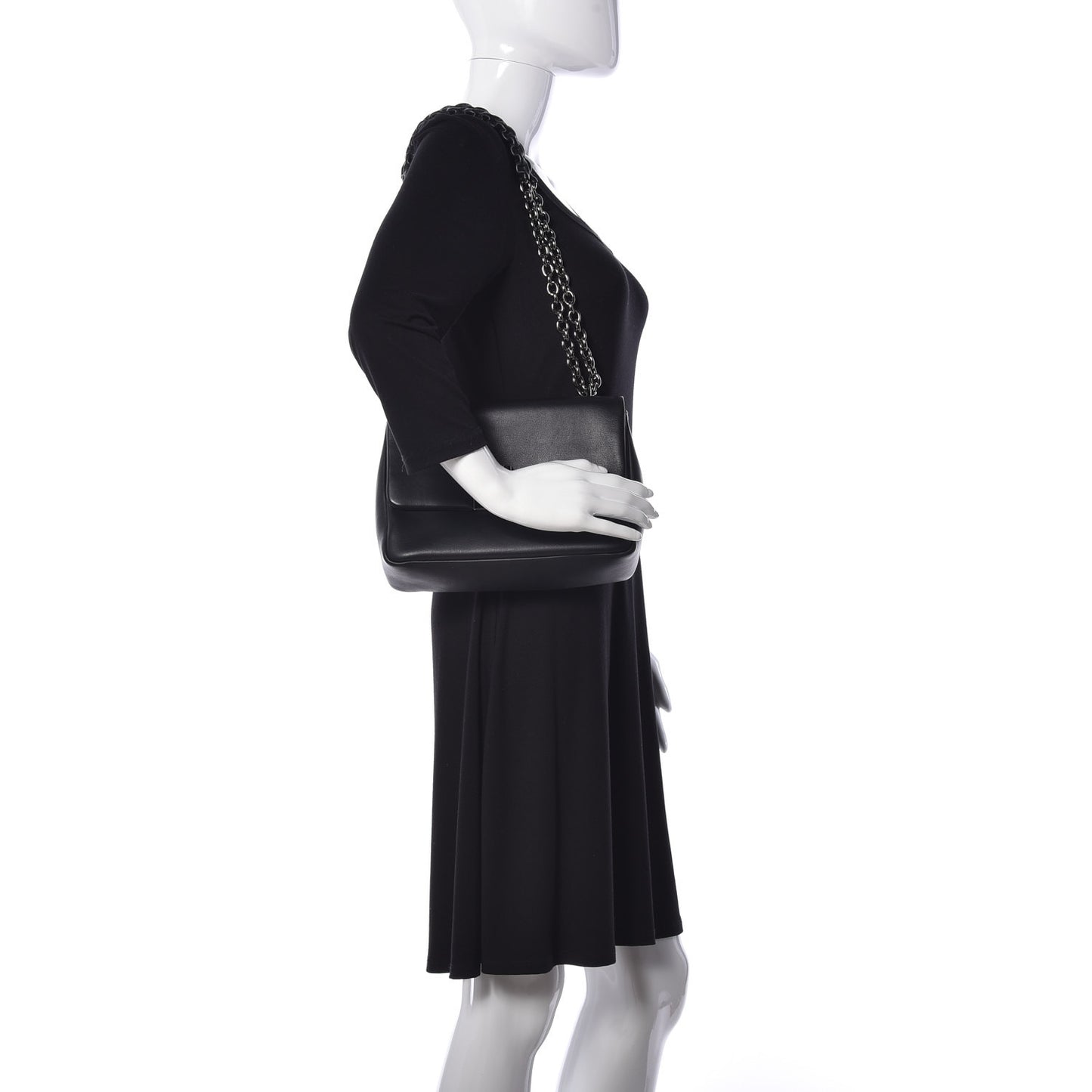 Calfskin Large Natalia Chain Bag Black
