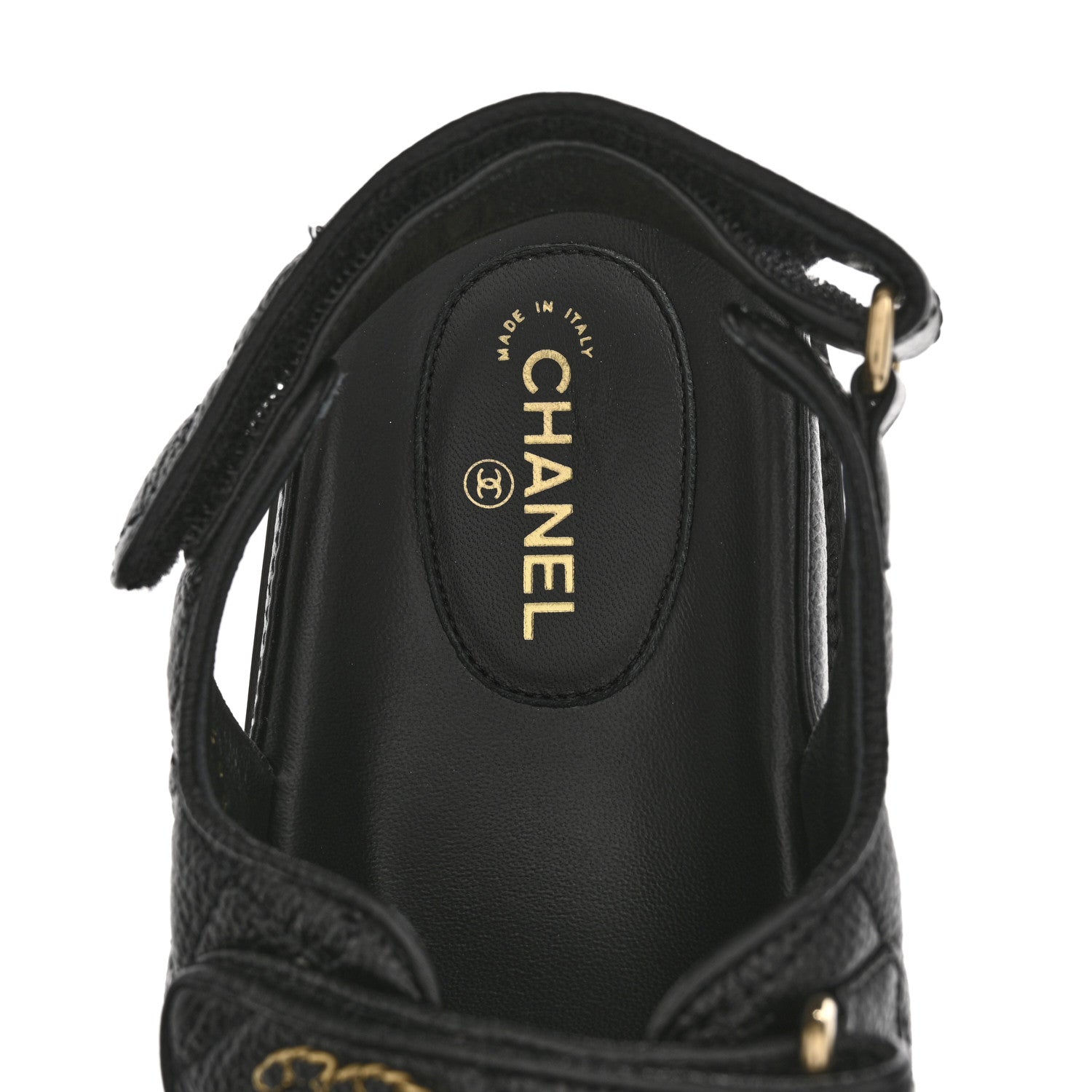 Chanel Grained Calfskin Velcro Dad Sandals 38.5 Black 7 of 9