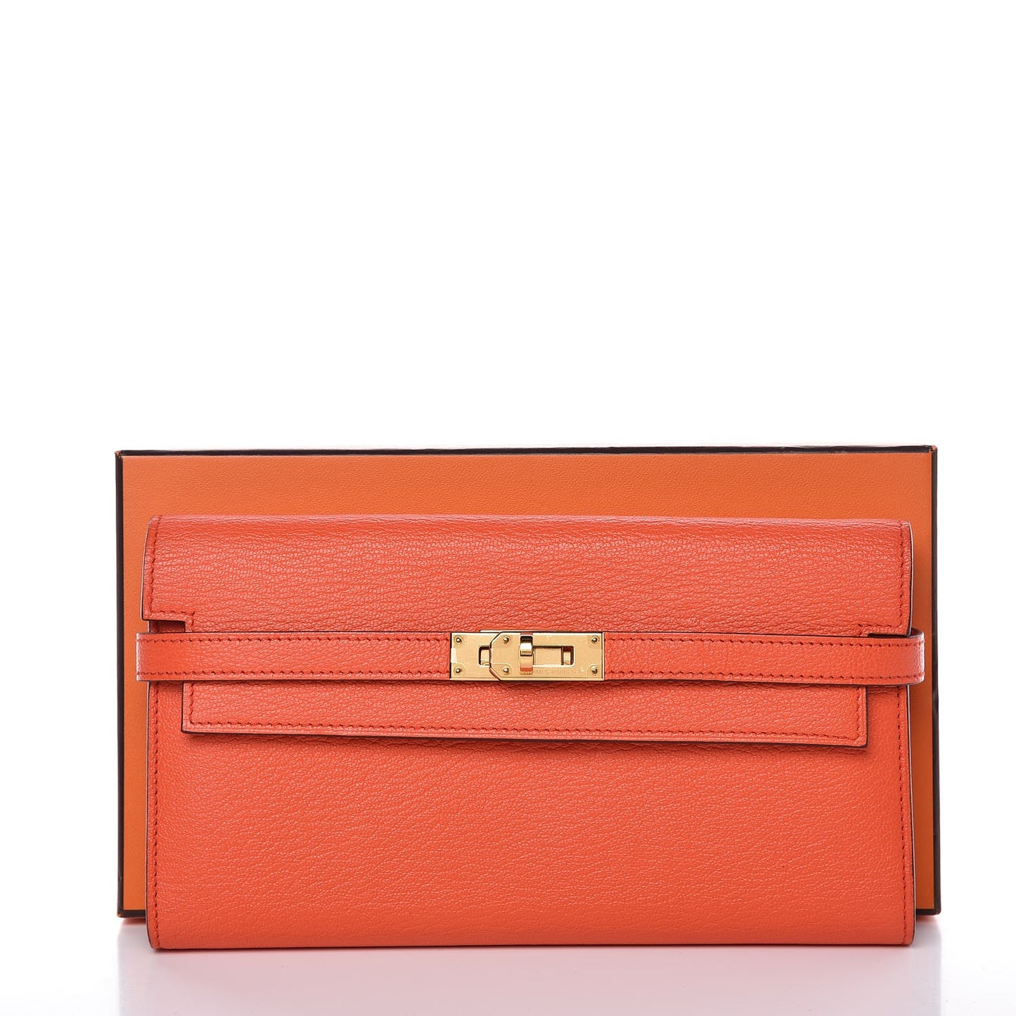Chevre Mysore Kelly Longue Wallet Orange Poppy