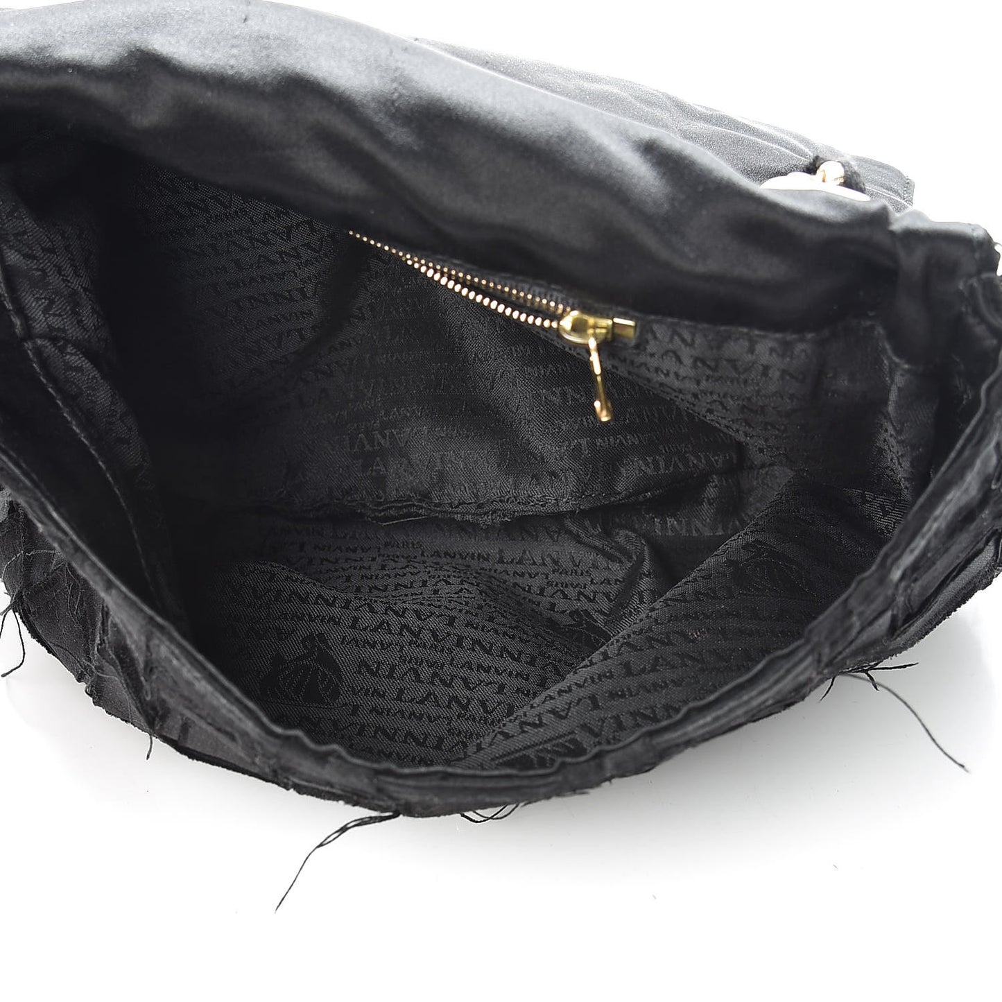 Satin Happy Square Shoulder Bag Black
