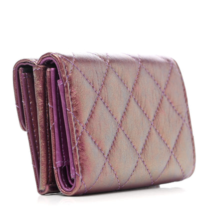 Chanel Iridescent Lambskin Small Quilted Flap Wallet Purple 2 of 7