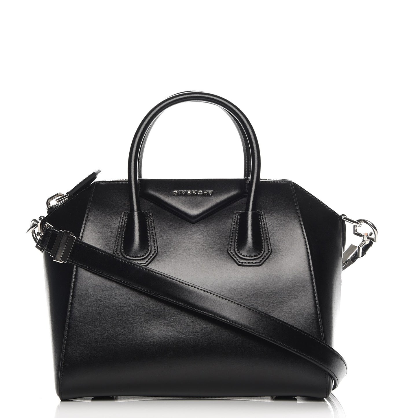 Shiny Lord Calfskin Small Antigona Black