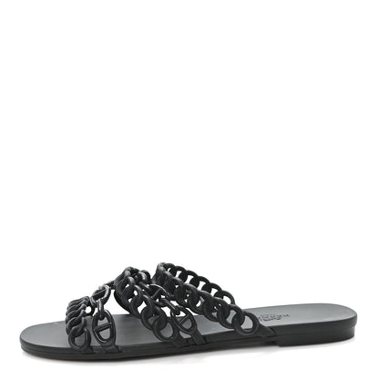 Hermes Rubber Chaine d'Ancre Nude Sandals 39 Black 1 of 9