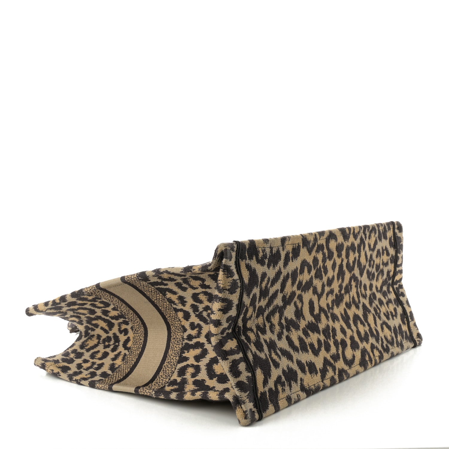 Christian Dior Canvas Mizza Embroidered Large Leopard Book Tote Beige 4 of 13