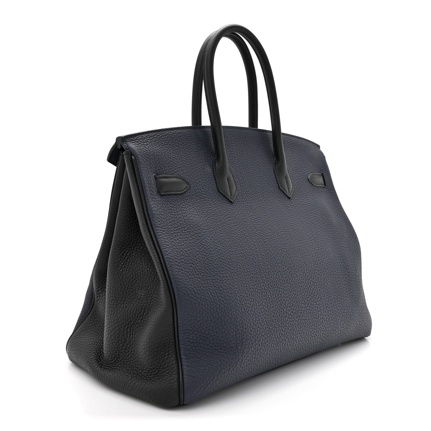 Hermes Togo Bi-Color Horseshoe Birkin 35 Bleu Nuit Black 3 of 12