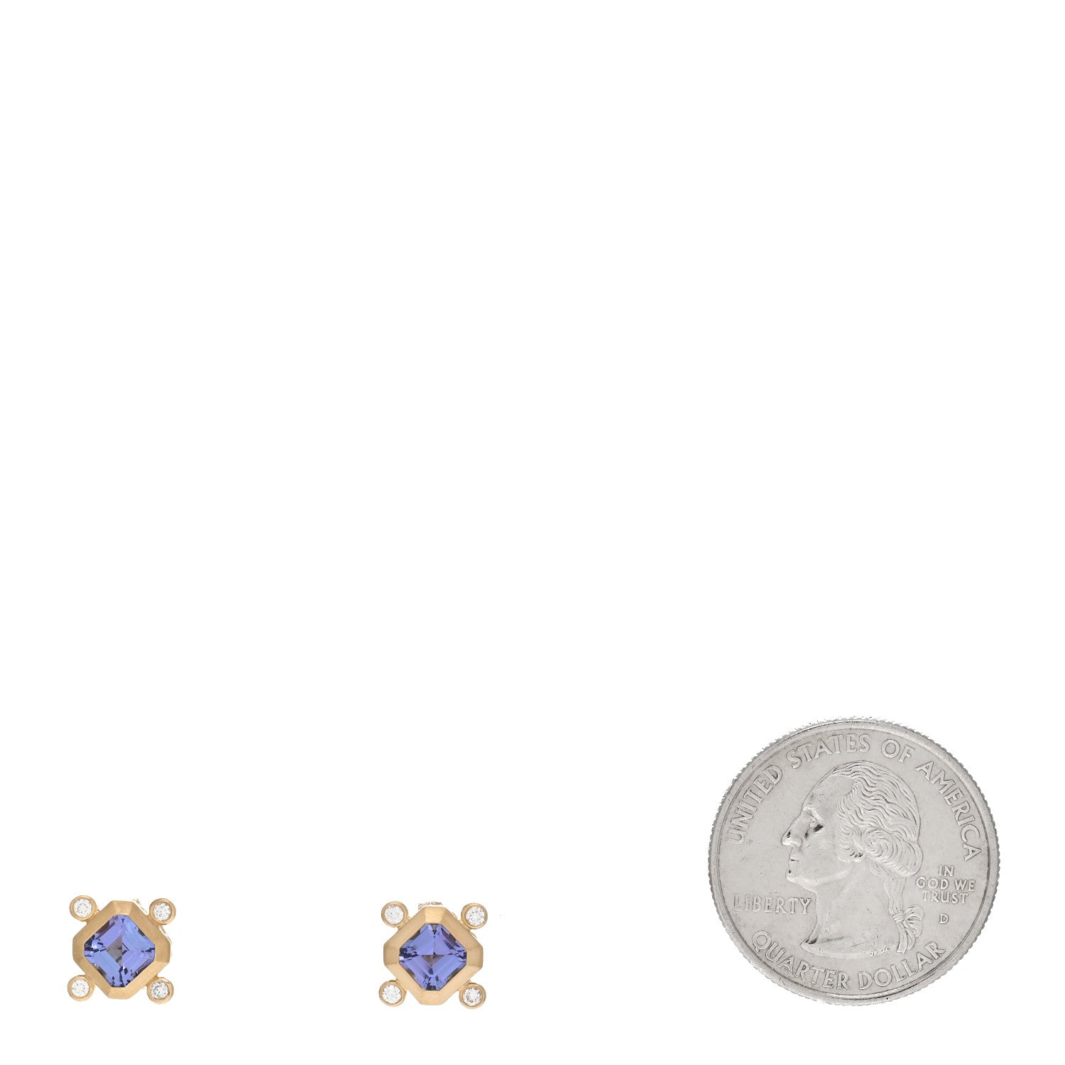 David Yurman 18K Yellow Gold Diamond Tanzanite Novella Stud Earrings 2 of 3