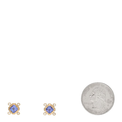 David Yurman 18K Yellow Gold Diamond Tanzanite Novella Stud Earrings 2 of 3
