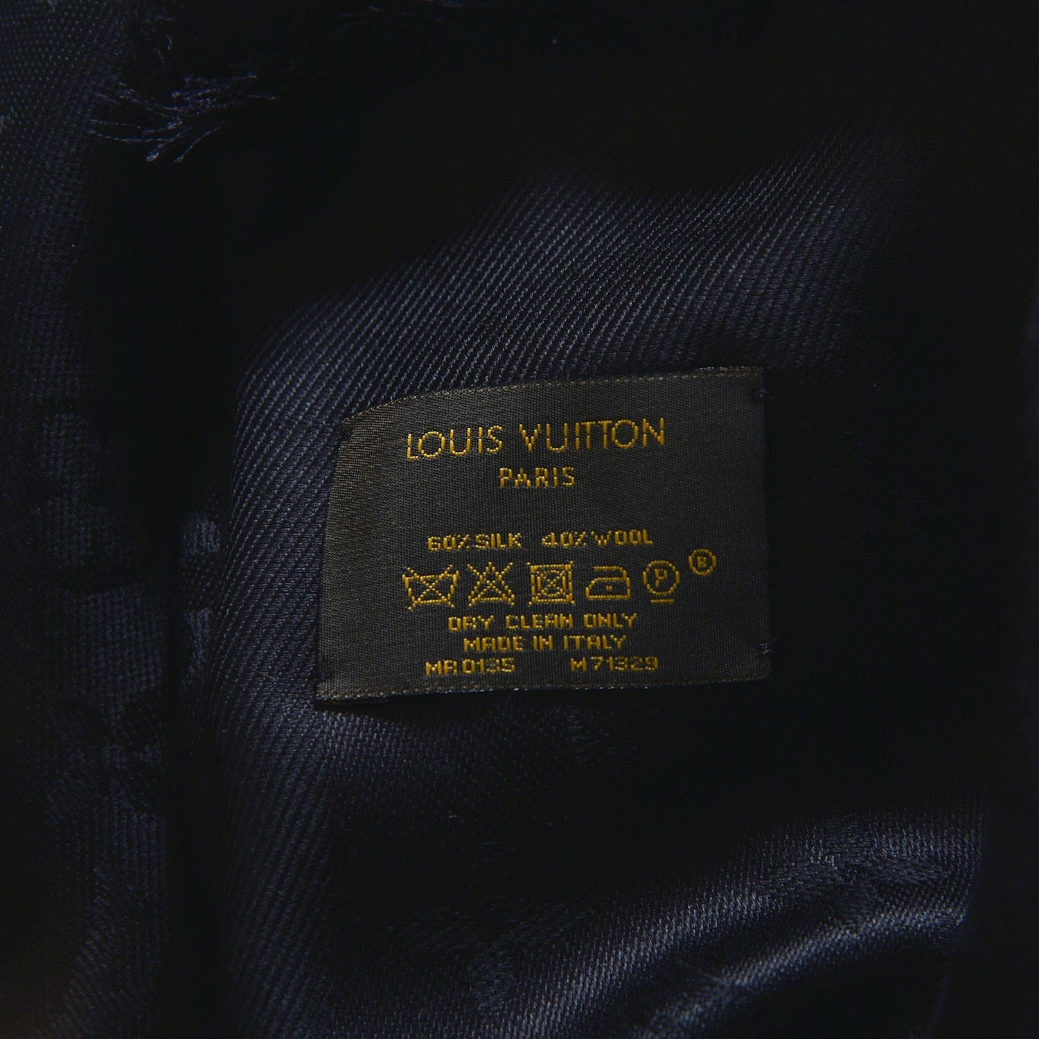 Louis Vuitton Silk Wool Monogram Shawl Black 5 of 5