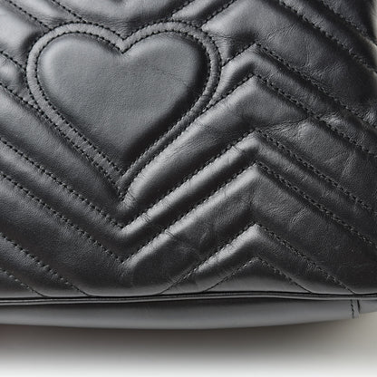 Gucci Calfskin Matelasse Small GG Marmont Top Handle Shoulder Bag Black 17 of 17